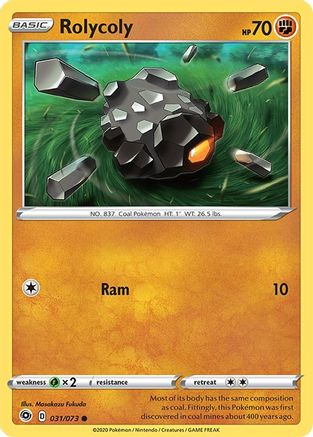Image of Rolycoly 031/73  - Reverse Holofoil Champions Path - Common