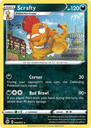 Image of Scrafty 042/73  - Reverse Holofoil Champions Path - Holo Rare
