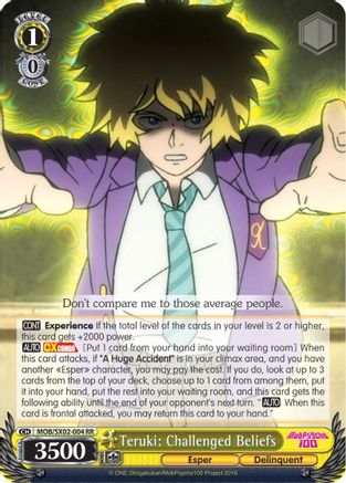 Image of Teruki: Challenged Beliefs (MOB/SX02-004 RR) - Mob Psycho 100