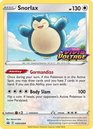 Image of Snorlax SWSH068  - Holofoil SWSH Sword & Shield Promo Cards - Promo