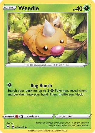 Image of Weedle 001/185  - Reverse Holofoil SWSH04 Vivid Voltage - Common