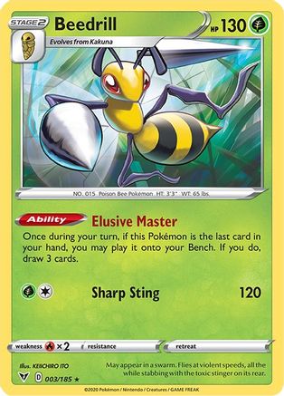 Image of Beedrill 003/185  - Reverse Holofoil SWSH04 Vivid Voltage - Rare