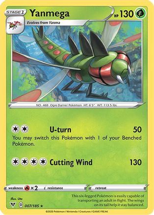 Image of Yanmega 007/185  - Reverse Holofoil SWSH04 Vivid Voltage - Rare