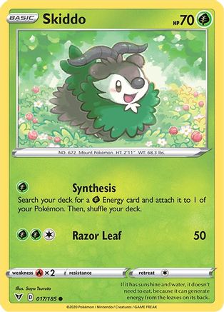 Image of Skiddo 017/185  - Reverse Holofoil SWSH04 Vivid Voltage - Common
