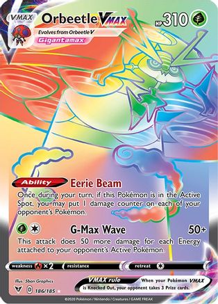 Image of Orbeetle VMAX (Secret) 186/185  - Holofoil SWSH04 Vivid Voltage - Secret Rare