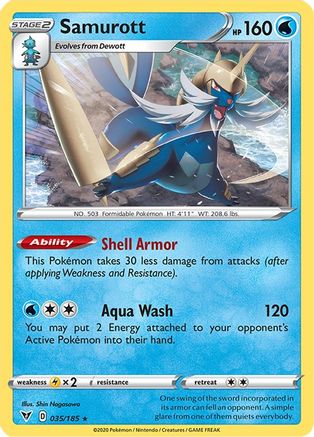 Image of Samurott 035/185  - Reverse Holofoil SWSH04 Vivid Voltage - Rare