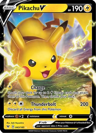Image of Pikachu V 043/185  - Holofoil SWSH04 Vivid Voltage - Ultra Rare