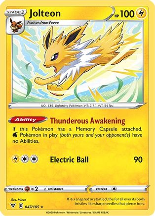 Image of Jolteon 047/185  - Reverse Holofoil SWSH04 Vivid Voltage - Rare