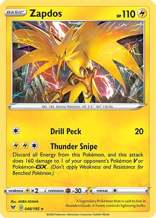 Image of Zapdos 048/185  - Holofoil SWSH04 Vivid Voltage - Holo Rare