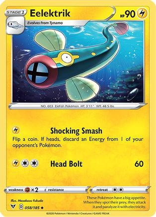 Image of Eelektrik 058/185  - Reverse Holofoil SWSH04 Vivid Voltage - Uncommon