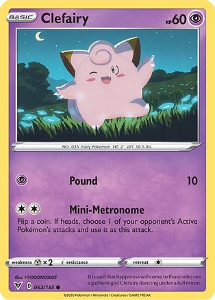 Image of Clefairy 063/185  SWSH04 Vivid Voltage - Common