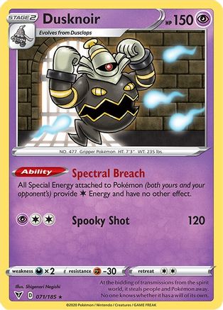 Image of Dusknoir 071/185  - Holofoil SWSH04 Vivid Voltage - Holo Rare