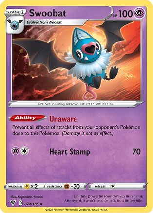 Image of Swoobat 074/185  SWSH04 Vivid Voltage - Uncommon