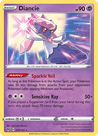 Image of Diancie 079/185  - Reverse Holofoil SWSH04 Vivid Voltage - Holo Rare