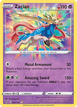 Image of Zacian 082  - Holofoil SWSH04 Vivid Voltage - Amazing Rare