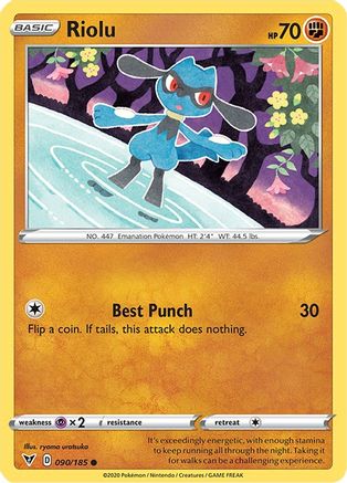Image of Riolu 090/185  - Reverse Holofoil SWSH04 Vivid Voltage - Common