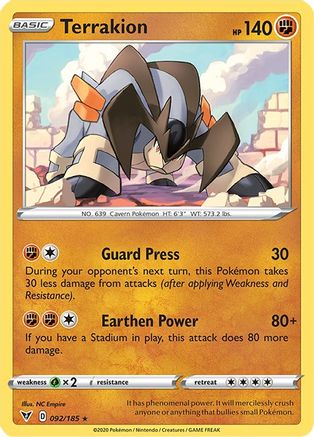 Image of Terrakion 092/185  SWSH04 Vivid Voltage - Rare