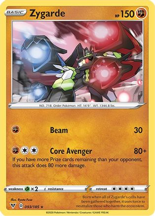 Image of Zygarde 093/185  - Reverse Holofoil SWSH04 Vivid Voltage - Holo Rare