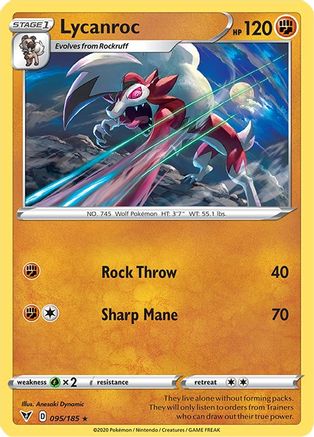 Image of Lycanroc 095/185  SWSH04 Vivid Voltage - Rare