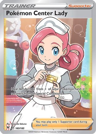 Image of Pokemon Center Lady (Full Art) 185/185  - Holofoil SWSH04 Vivid Voltage - Ultra Rare