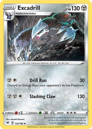 Image of Excadrill 122/185  - Reverse Holofoil SWSH04 Vivid Voltage - Uncommon