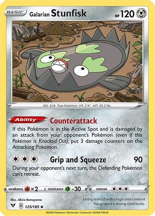 Image of Galarian Stunfisk 125/185  - Reverse Holofoil SWSH04 Vivid Voltage - Uncommon