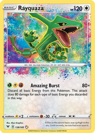 Image of Rayquaza 138/185  - Holofoil SWSH04 Vivid Voltage - Amazing Rare