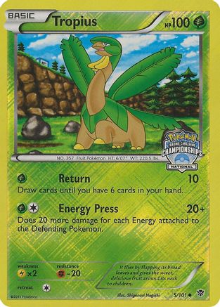 Image of Tropius 005/101  - Reverse Holofoil League & Championship Cards - Promo