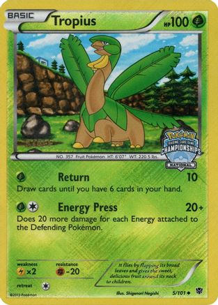 Image of Tropius 005/101  - Reverse Holofoil League & Championship Cards - Promo