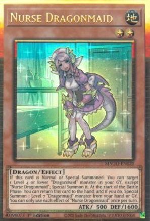 Image of Nurse Dragonmaid (MAGO-EN020) - Maximum Gold 1st Edition