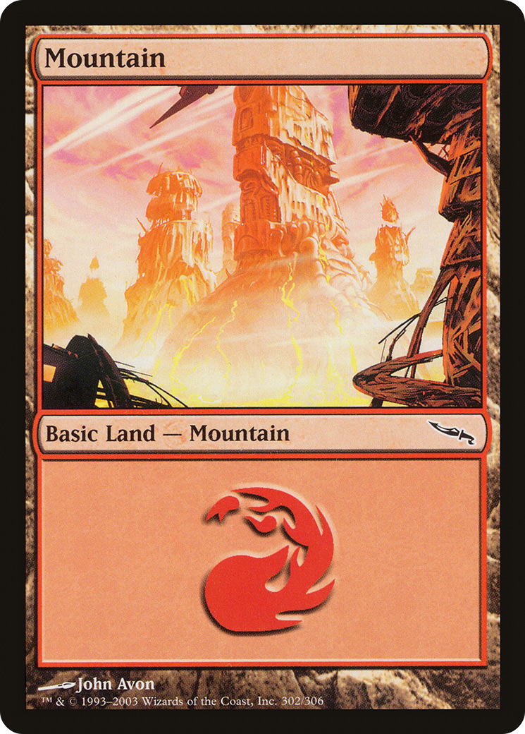 Image of Mountain (302) (MRD-302) - Mirrodin Foil