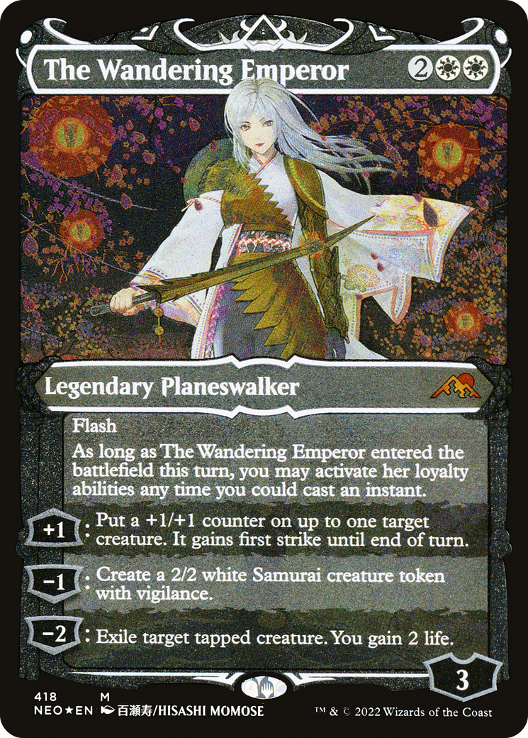 Image of The Wandering Emperor (NEO-418) - Kamigawa: Neon Dynasty: (Showcase) Etched Foil