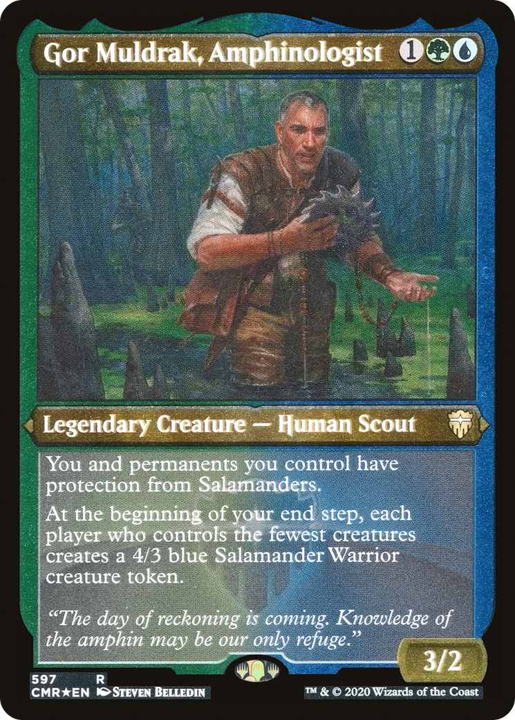 Image of Gor Muldrak, Amphinologist (Foil Etched) (CMR-597) - Commander Legends Foil