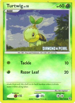 Image of Turtwig 103/130  - Reverse Holofoil Burger King Promos - Promo