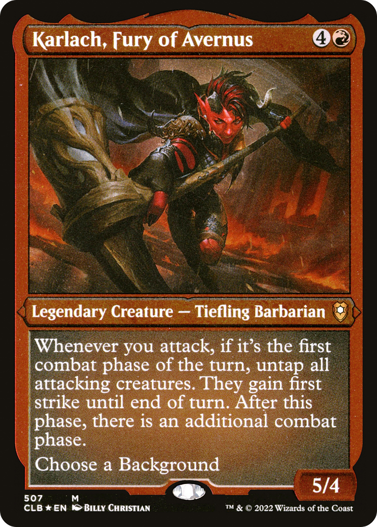 Image of Karlach, Fury of Avernus (CLB-507) - Commander Legends: Battle for Baldur's Gate Etched Foil