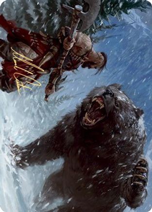 Image of Blizzard Brawl Art Card (Gold-Stamped Signature) (ASKHM-041) - Art Series: Kaldheim