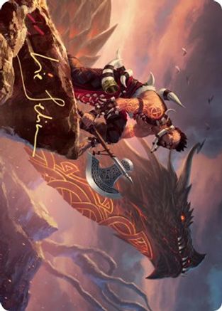 Image of Dragonkin Berserker Art Card (Gold-Stamped Signature) (ASKHM-032) - Art Series: Kaldheim