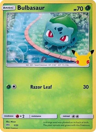 Image of Bulbasaur 001/25  - Holofoil McDonalds 25th Anniversary Promos - Promo