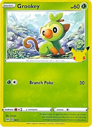 Image of Grookey 008/25  - Holofoil McDonalds 25th Anniversary Promos - Promo