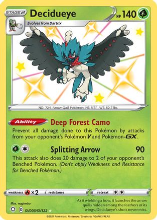 Image of Decidueye SV003/SV122  - Holofoil Shining Fates Shiny Vault - Shiny Holo Rare