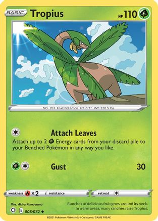 Image of Tropius 005/072  - Reverse Holofoil Shining Fates - Uncommon