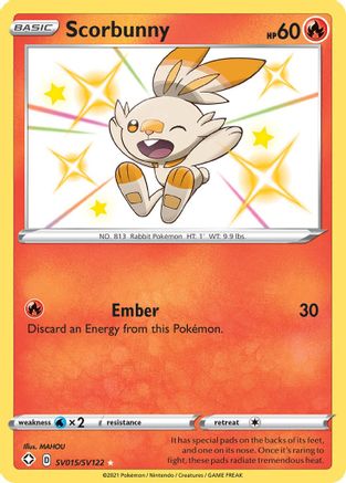 Image of Scorbunny SV015/SV122  - Holofoil Shining Fates Shiny Vault - Shiny Holo Rare