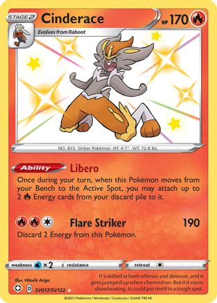 Image of Cinderace SV017/SV122  - Holofoil Shining Fates Shiny Vault - Shiny Holo Rare