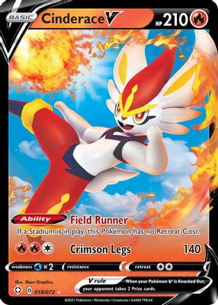 Image of Cinderace V 018/072  - Holofoil Shining Fates - Ultra Rare