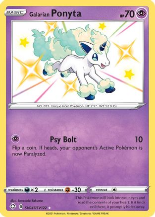 Image of Galarian Ponyta SV047/SV122  - Holofoil Shining Fates Shiny Vault - Shiny Holo Rare