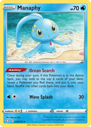 Image of Manaphy 024/072  - Reverse Holofoil Shining Fates - Rare