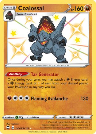 Image of Coalossal SV069/SV122  - Holofoil Shining Fates Shiny Vault - Shiny Holo Rare