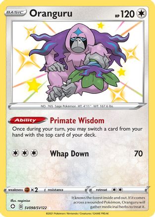 Image of Oranguru SV098/SV122  - Holofoil Shining Fates Shiny Vault - Shiny Holo Rare