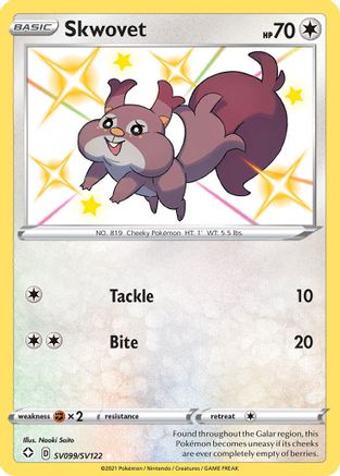 Image of Skwovet SV099/SV122  - Holofoil Shining Fates Shiny Vault - Shiny Holo Rare