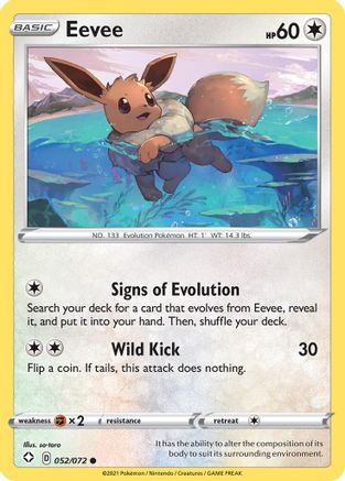 Image of Eevee 052/072  - Reverse Holofoil Shining Fates - Common
